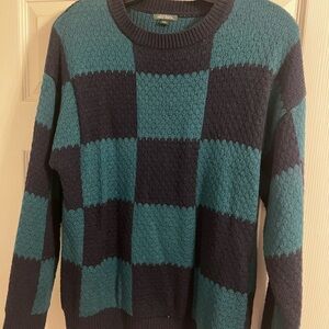 Wild Fable Teal and Navy Checkered Sweater